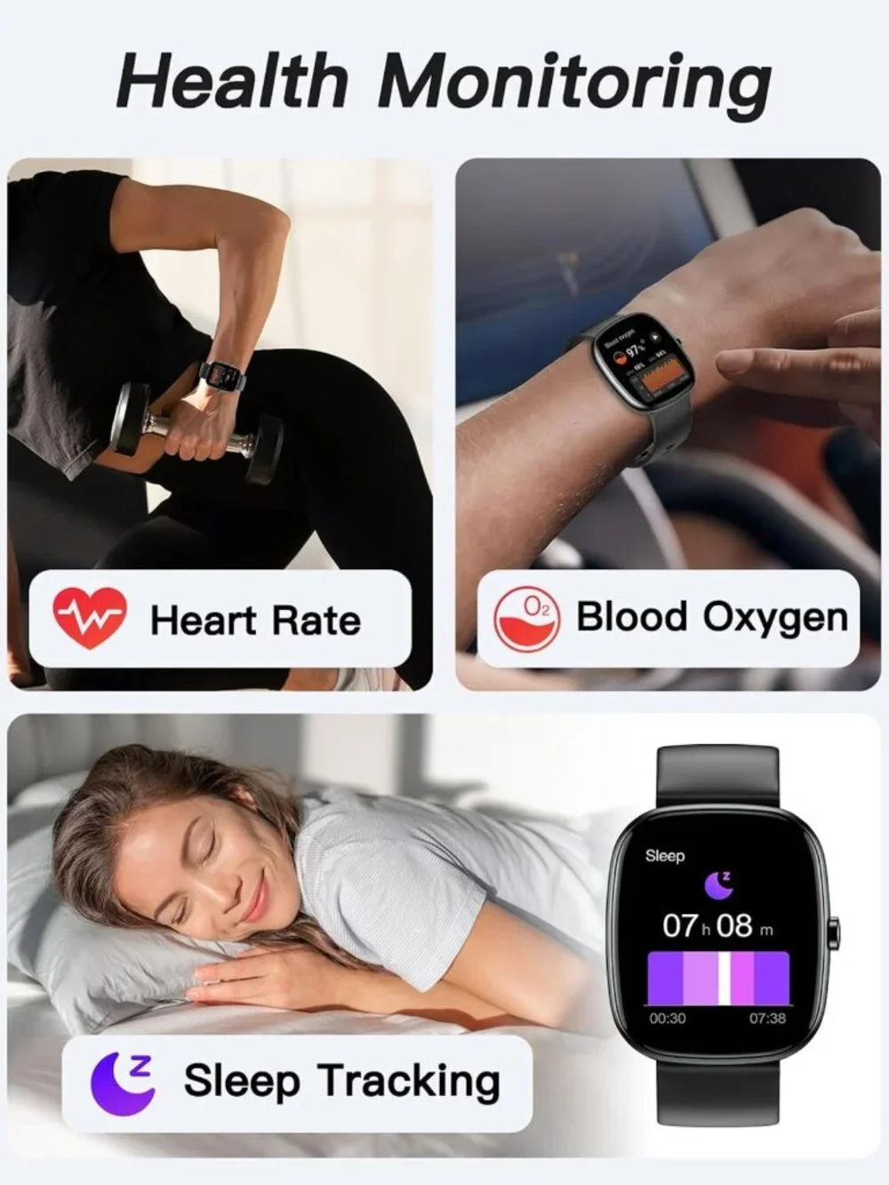 1.8” Fitness Tracker Watch - No Bluetooth/App Needed, Activity & Health Monitor